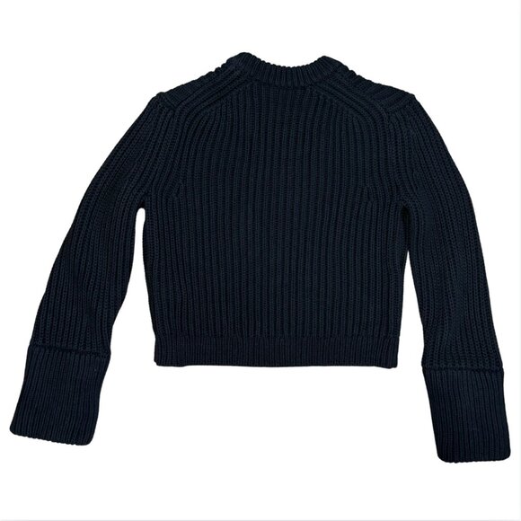 J. CREW Heritage Black Cotton Fisherman Crewneck Sweater $98 EUC S - Picture 3 of 4